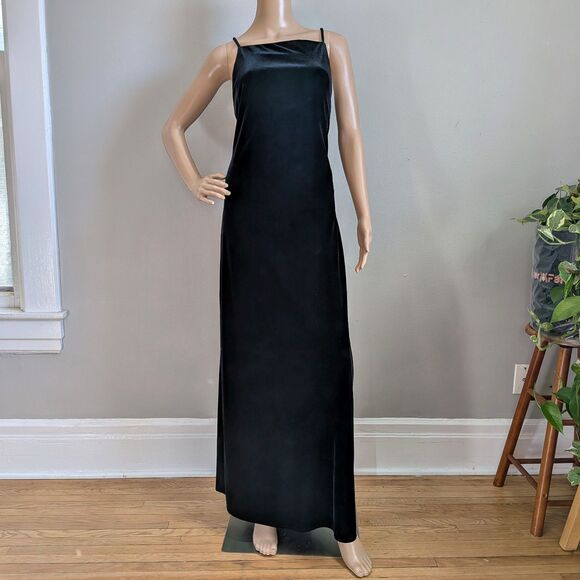 Vintage 90s Roberta Black Velvet Gown Prom Dress Formal Size Large